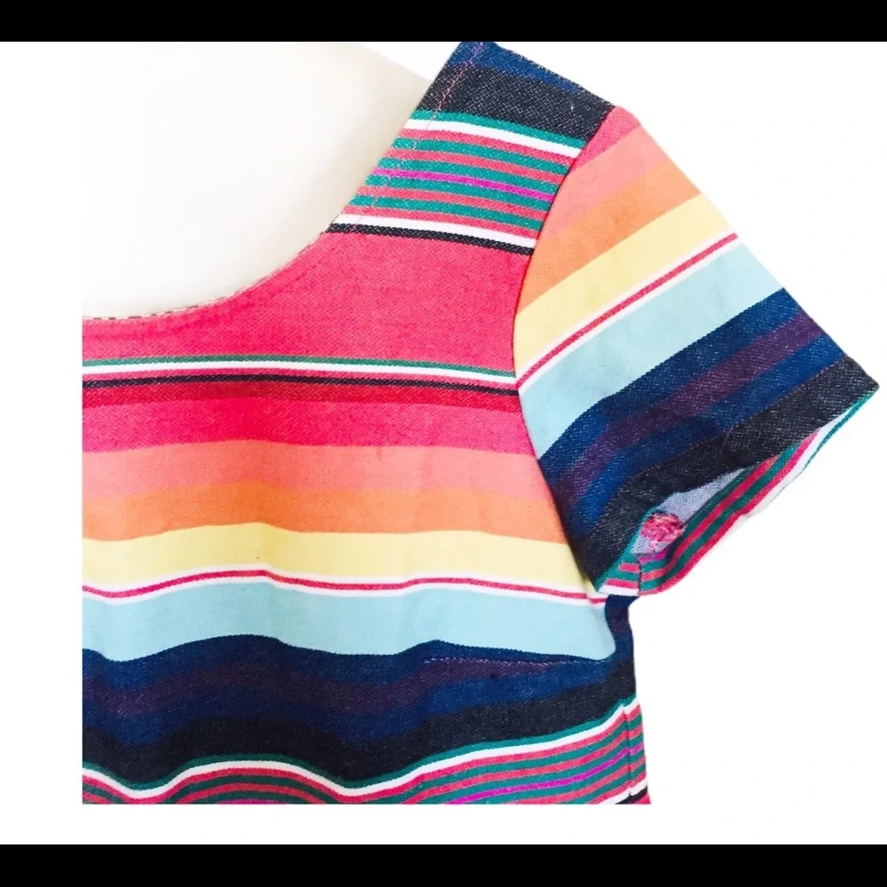 NWT UNCLE FRANK (Anthro) Weekend Stripe Cotton Dress With Fringe Trim Red Small - Picture 8 of 13